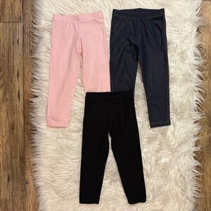 The Children’s Place Toddler Girl Leggings Size 2T Lot of 3 Pink Black Denim